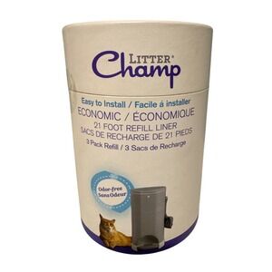 Litter Champ 3 Pack‎ Refill Liner 21 Foot Odor-Free Cat Waste System 250LR3